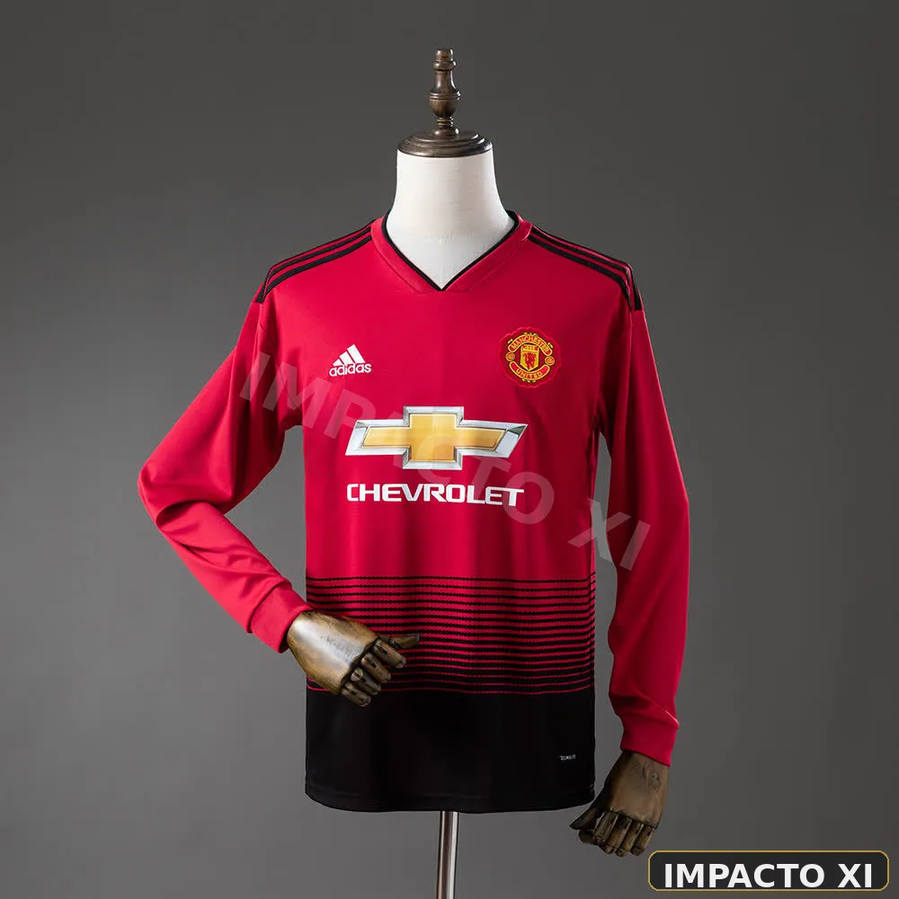 Camiseta retro Manchester United local 2018/19 manga larga