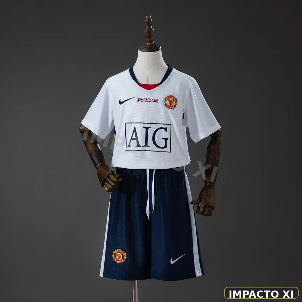 Camiseta retro Manchester United visitante 2008/09 · edición Champions niño
