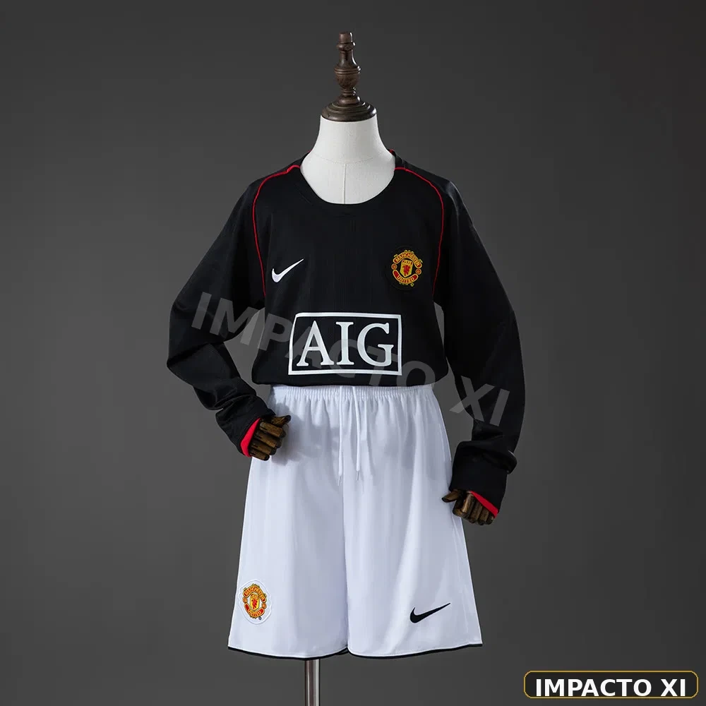 Camiseta retro Manchester United visitante 2007/08 niño manga larga