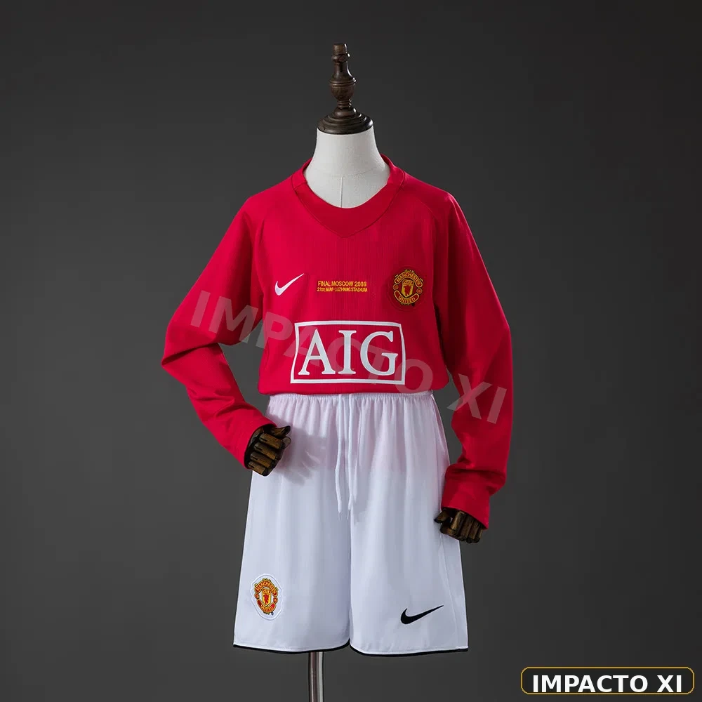 Camiseta retro Manchester United local 2007/08 niño manga larga