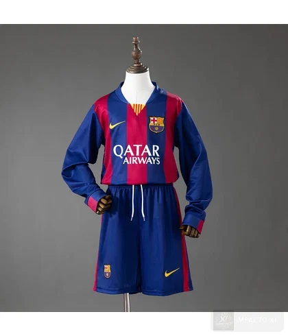 Conjunto infantil Barcelona equipación local 2014/15 · Manga larga · Retro
