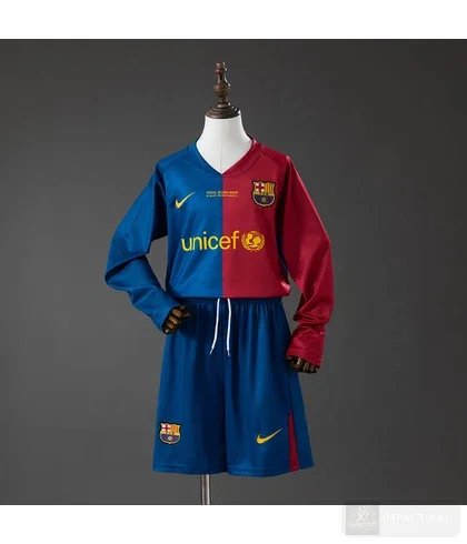 Conjunto infantil Barcelona equipación local 2008/09 · Manga larga · Retro