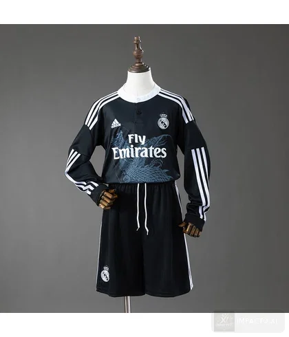 Conjunto infantil Real Madrid tercera equipación 2014/15 · Manga larga · Retro