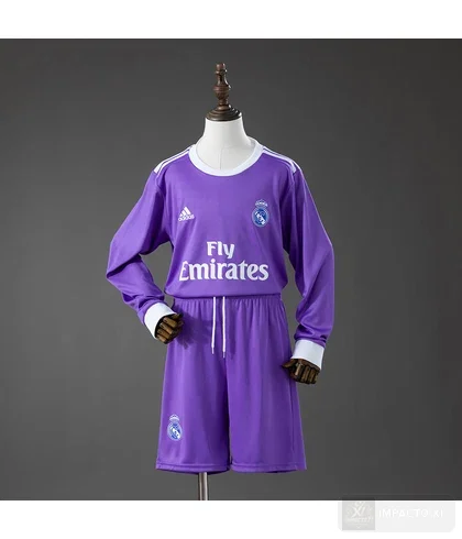 Conjunto infantil Real Madrid equipación visitante 2016/17 · Manga larga · Retro