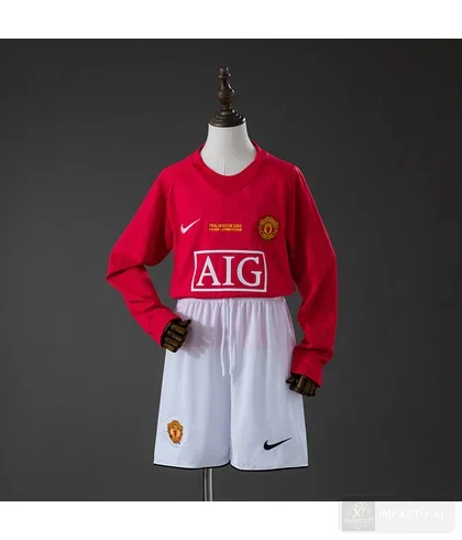 Camiseta retro Manchester United local 2007/08 niño manga larga