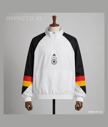 Cortavientos Alemania 2023/24 · Blanco/negro con franjas
