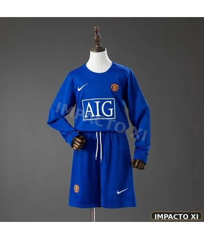 Camiseta retro Manchester United tercera 2008/09 niño manga larga