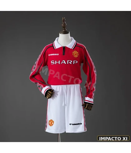 Camiseta retro Manchester United local 1998/99 niño manga larga