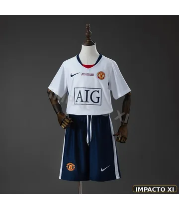 Camiseta retro Manchester United visitante 2008/09 · edición Champions niño
