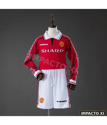 Camiseta retro Manchester United local 1998/99 niño manga larga